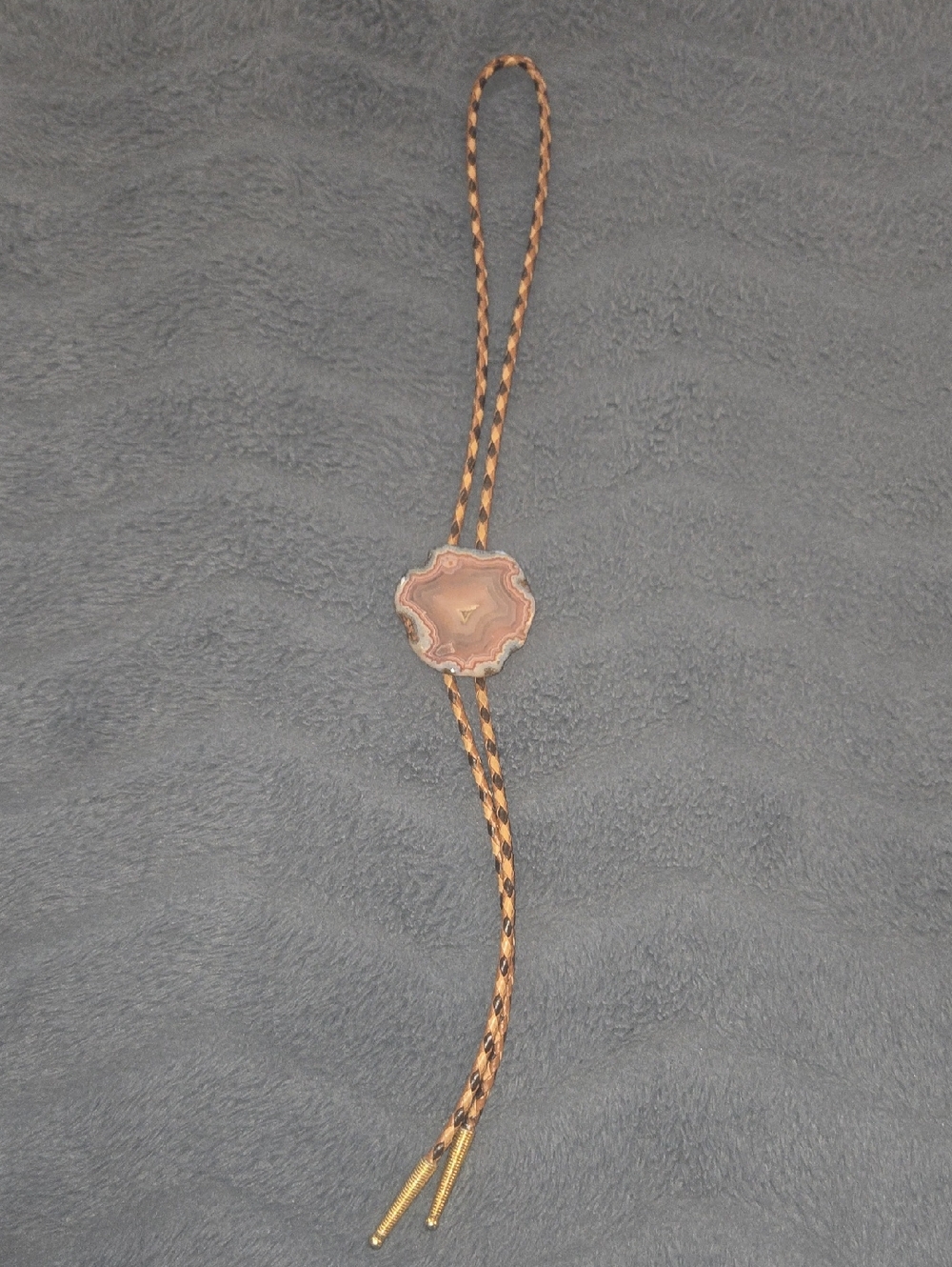Source Unknown Brown and Tan Agate Bolo Tie